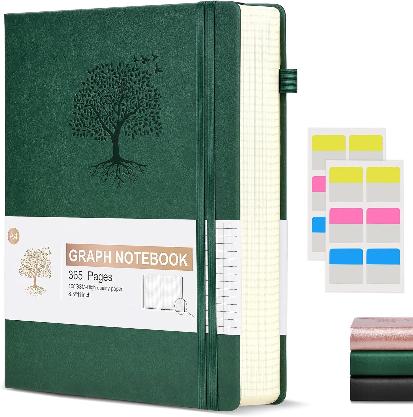 Lined Journal Notebook -365 Pages A5 Thick Journals for Writing Ruled Notebook, Hardcover Leather Journal for Women Men Daily Journal Notebook for Work, Note Taking, 100Gsm Lined Paper( 5.75'' X 8.38'' Green)