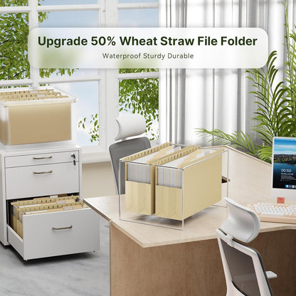 XINGIA Wheat Straw Reinforced Hanging File Folders Legal Size,4 Inch Expansion File Organizer,6 Pack Extra Capacity File Cabinet Folders for Bulky Files,Medical Charts,Filing Folders Hanging with Tabs