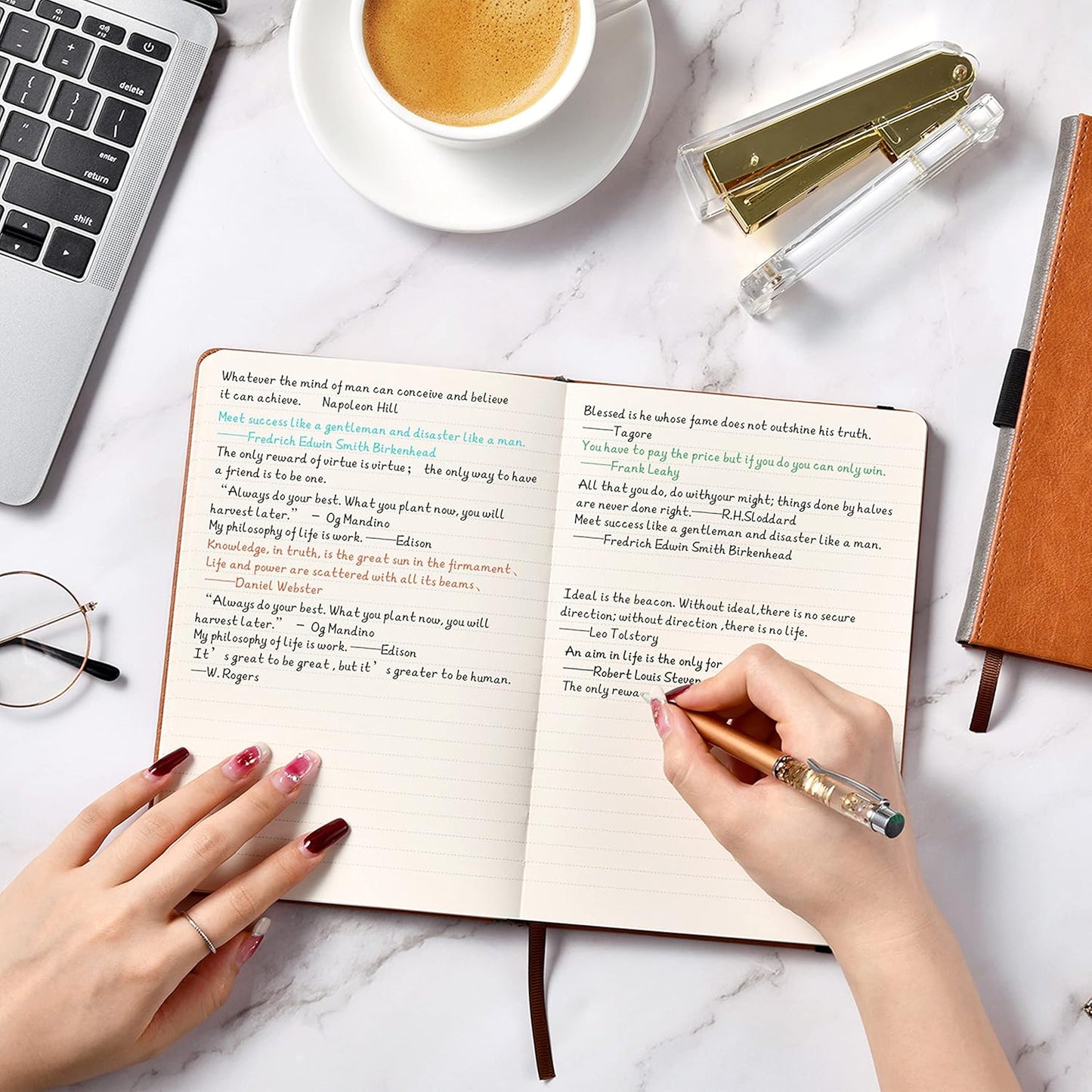Lemome Grid Paper Notebook Hardcover Classic Notebook with Pen Holder - Page Dividers Presents 8.4 x 5.7 in