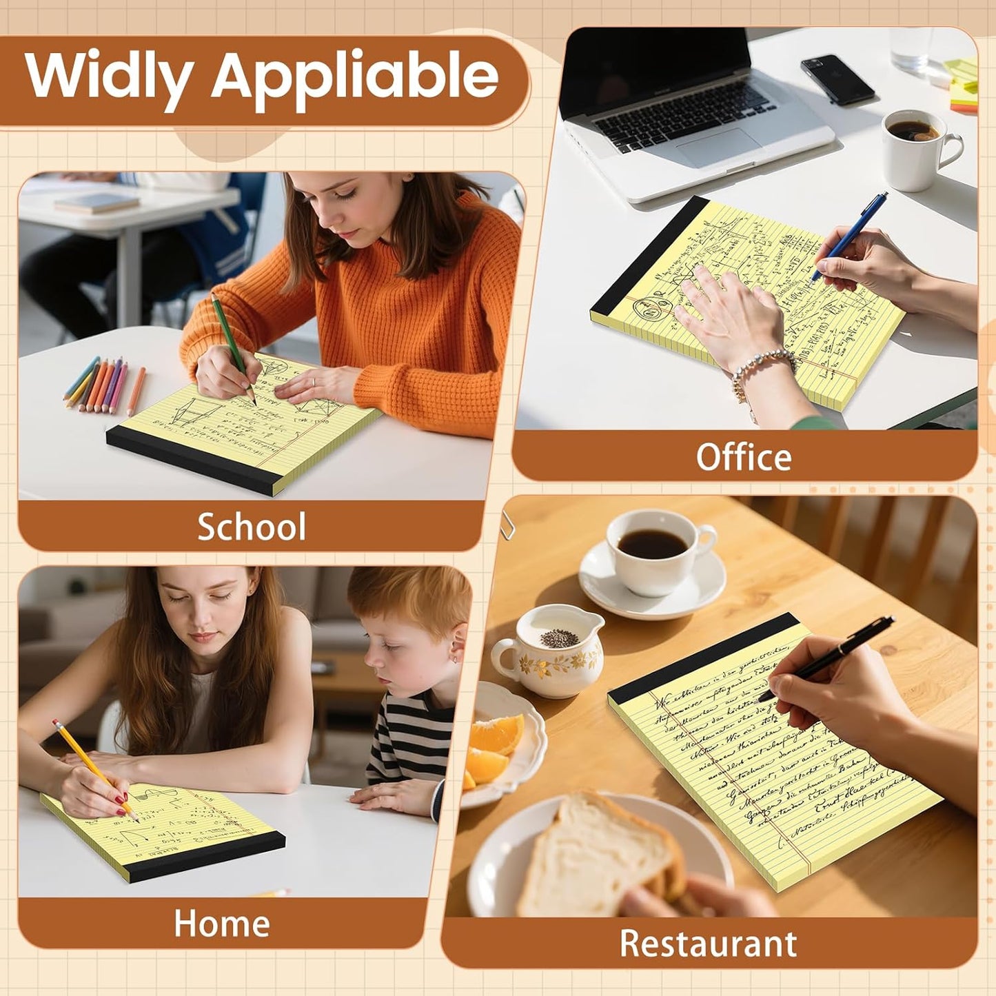 Legal Pads 8.5 X11, Narrow Ruled Notepads, 2 Pack, 50 Sheet/Pad, White Legal Pads, Tear Off Notepad, Perforated Writing Pad, Notebook Paper College Ruled, Notepads for Office Home School, Notepad