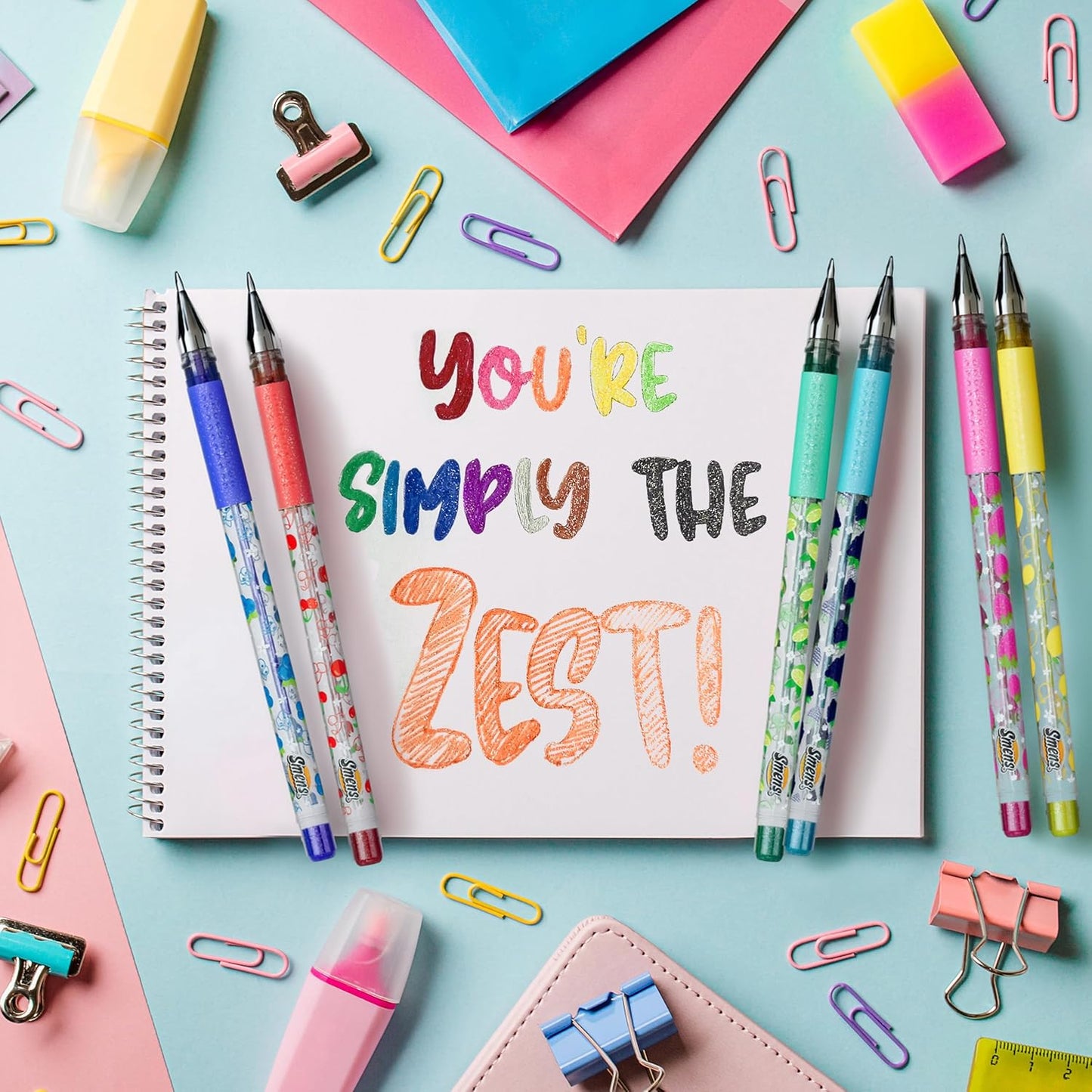 Glitter Gel Smens - Patented Gourmet Scented Colored Glitter Gel Ink Pens, Medium Point, 8 Count - Fun, Cute, Cool, Smelly Pens for Kids