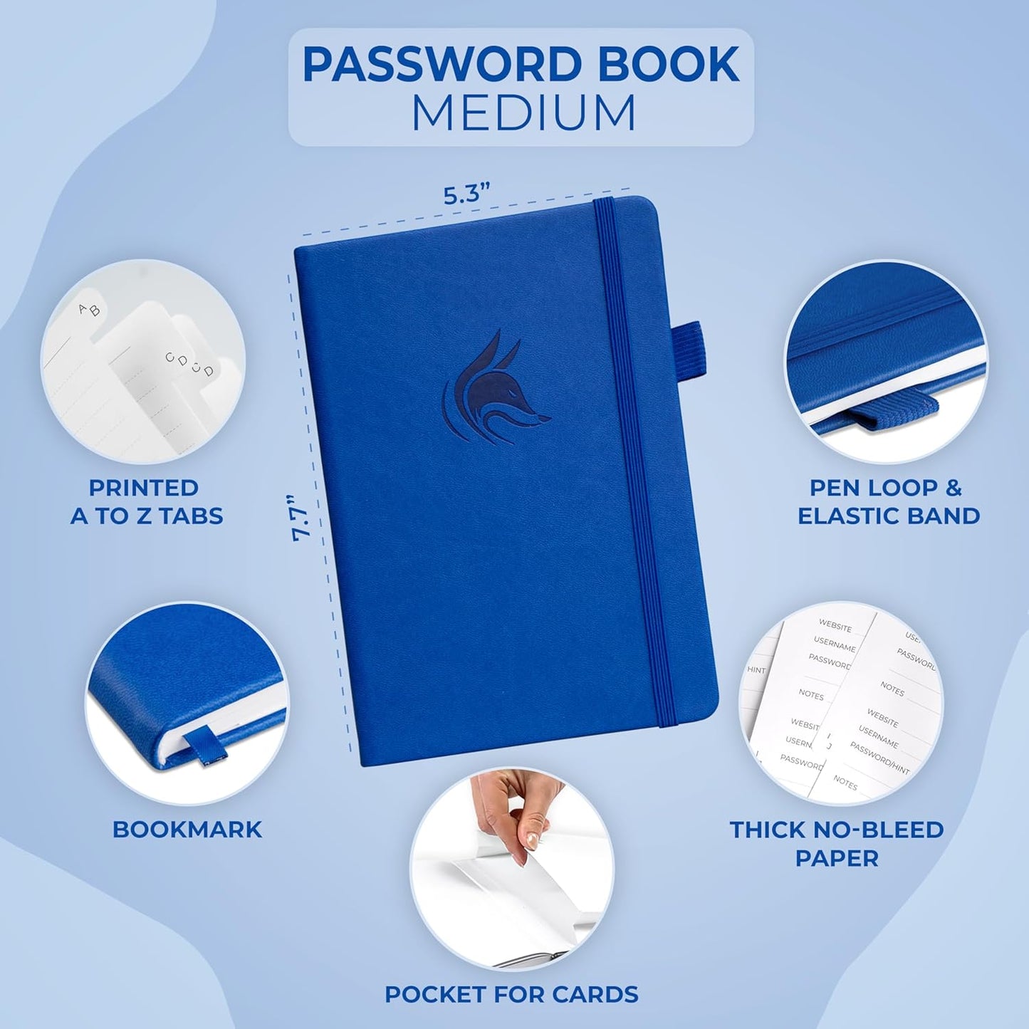 Clever Fox Password Book with alphabetical tabs. Internet Address Organizer Logbook. Small Pocket Password Keeper for Website Logins (Orange)