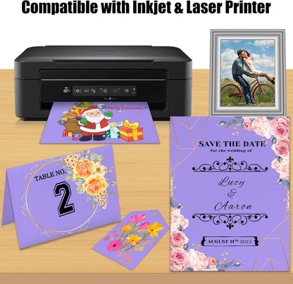 25 Sheets Black Cardstock Paper 8.5'' x 11'', 250gsm/92lb Thick Paper for Scrapbook, Invitations, Printing and DIY Cards
