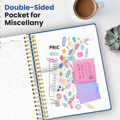 Hardcover Spiral Journal Notebooks for Work With Removable Dividers & Tabs, 8.5"x11" 5 Subject Notebook for Note Taking & Organizer, A4 College Ruled Lined Journal for Women & Writing, Aquamarine, 280 Pages