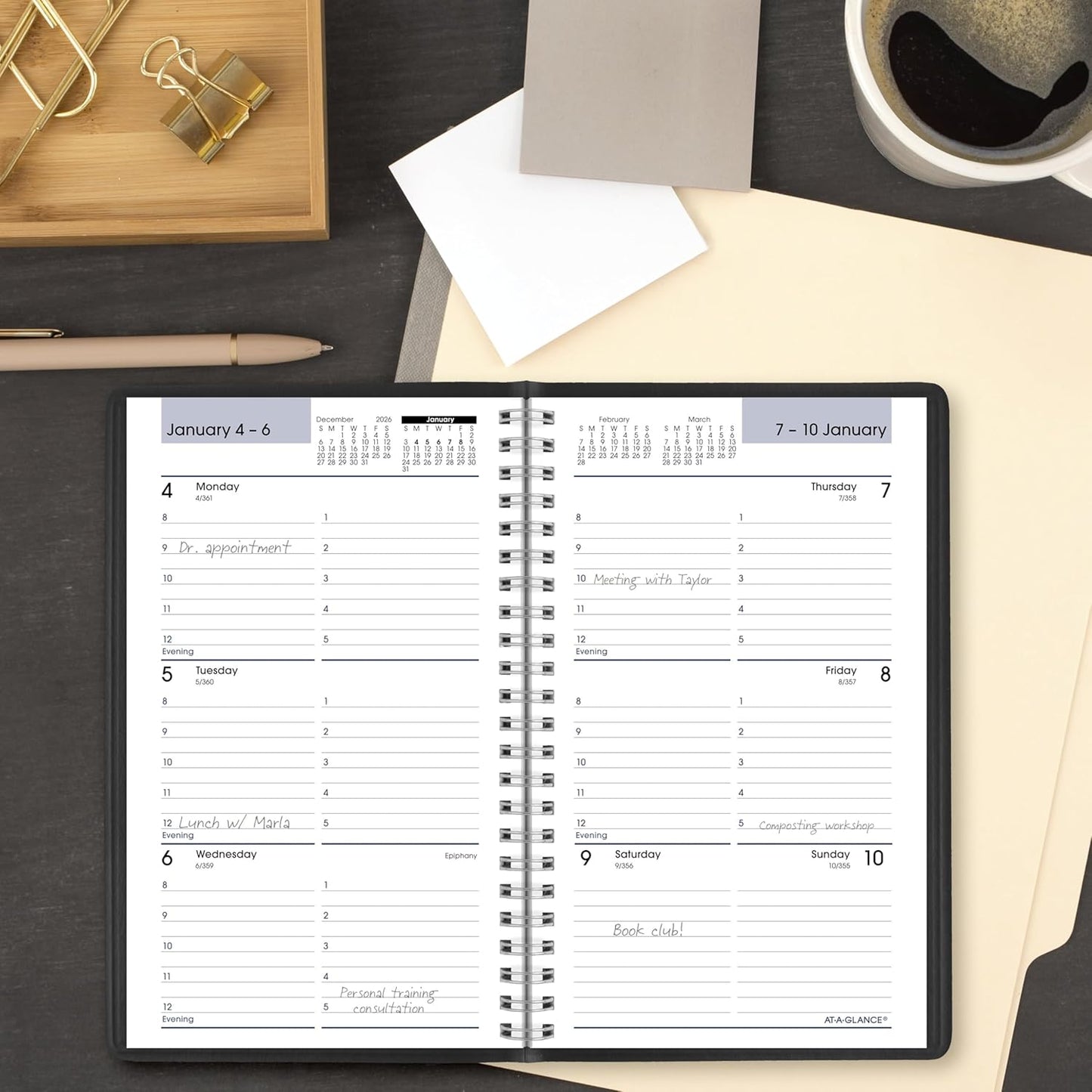 AT-A-GLANCE 2026 Appointment Book Planner, Weekly, 5" x 8", Small, DayMinder, Black (G2000026)