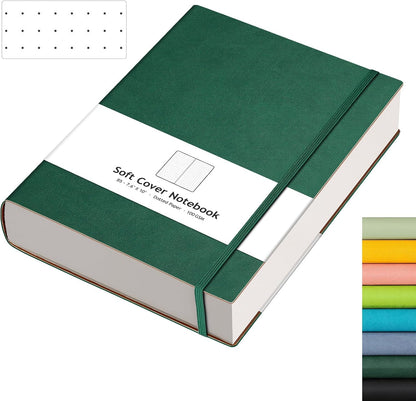 AHGXG Graph Paper Notebook - Grid Paper Notebook Large A4 8.5''×11'', 320 Pages Thick Journal, 100gsm Thick Graph Paper, Leather Softcover, Inner Pocket - Black