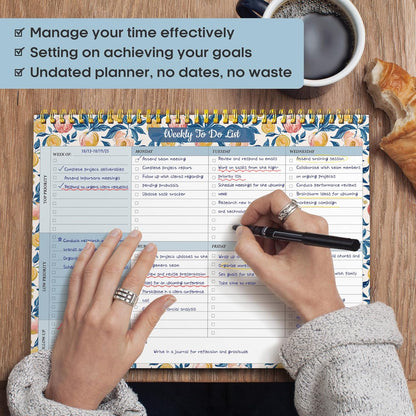 Taja Weekly To Do List Notepad with 52 Undated Sheets（8.5"×11"）- Weekly Desk Planner for Women & Man, Work and Home -1 Pack Violet Dream