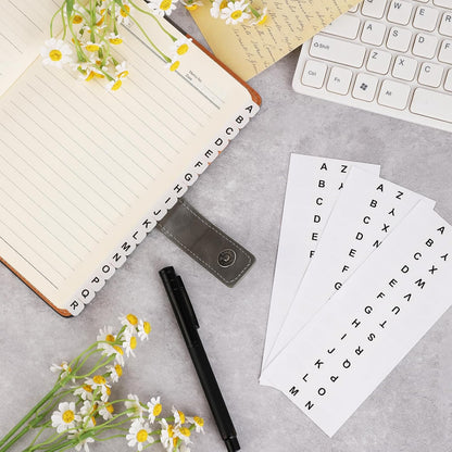 A-Z 26 White Letters Tabs Sticky Alphabet Tabs, 260 Pcs Self Adhesive Page Tabs Alphabetical Tabs Indexes for Books, Dictionary, Notes, File (10 Sheets)
