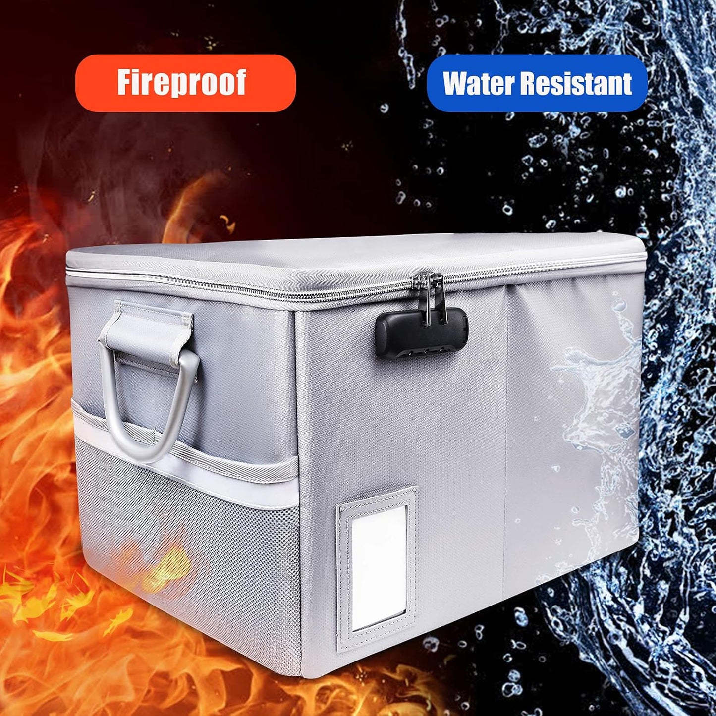 TOMKID Fireproof Document Box, Fireproof File Box with Lids, Important Document Organizer Box with Lock, Portable File Folder Organizer with Handle