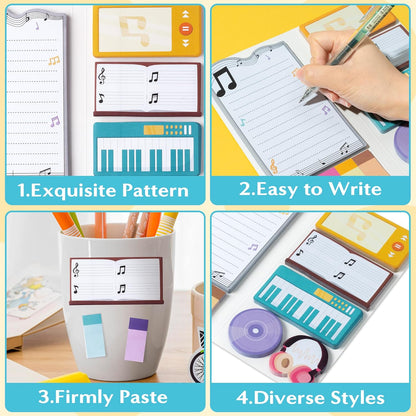 B1ykin Cute Sticky Notes Set - Stay Alive Skeleton Shaped Self-Stick Notes Pad, 550 Sheets Writing Memo Pages Sticky Notepad for Teacher Appreciation Gifts, School Office Supplies (Funny Skeleton) - Colors A