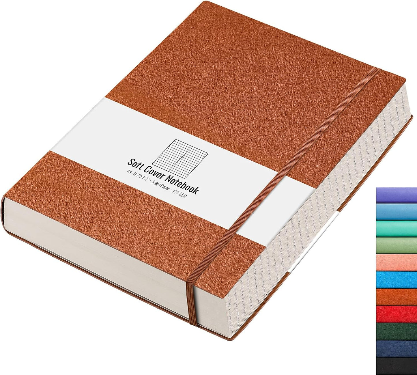 AHGXG 8.5''×11'' Notebook College Ruled - Large A4 Notebook Lined Journal - 320 Pages Thick Journal for Writing, 100gsm Thick Paper, Leather Softcover, for Work School - Black