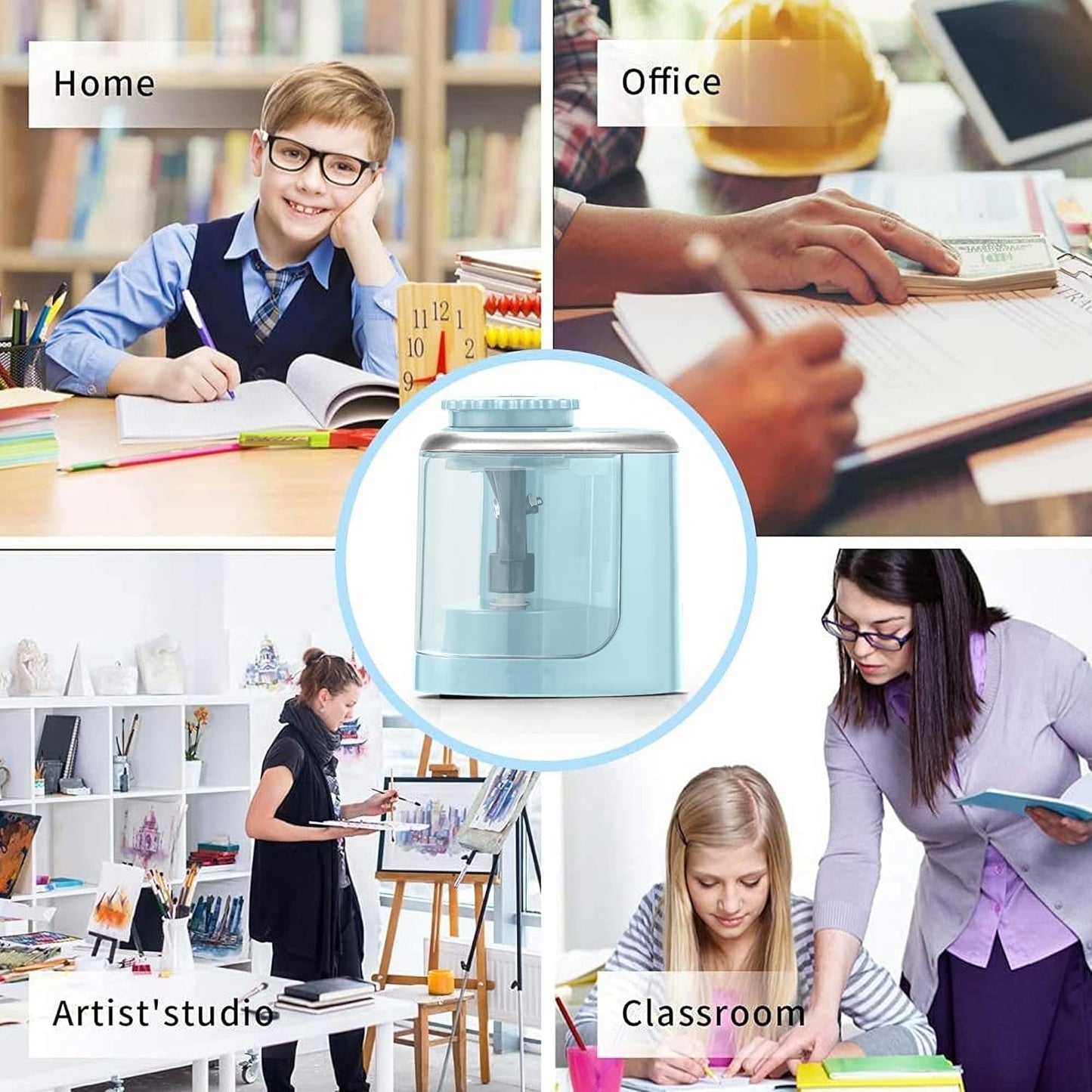 Aogwat Pencil Sharpener Electric Pencil Sharpener for Kids, Blade to Fast Sharpen, Suitable for No.2/School/Classroom/Office/Home (Black)