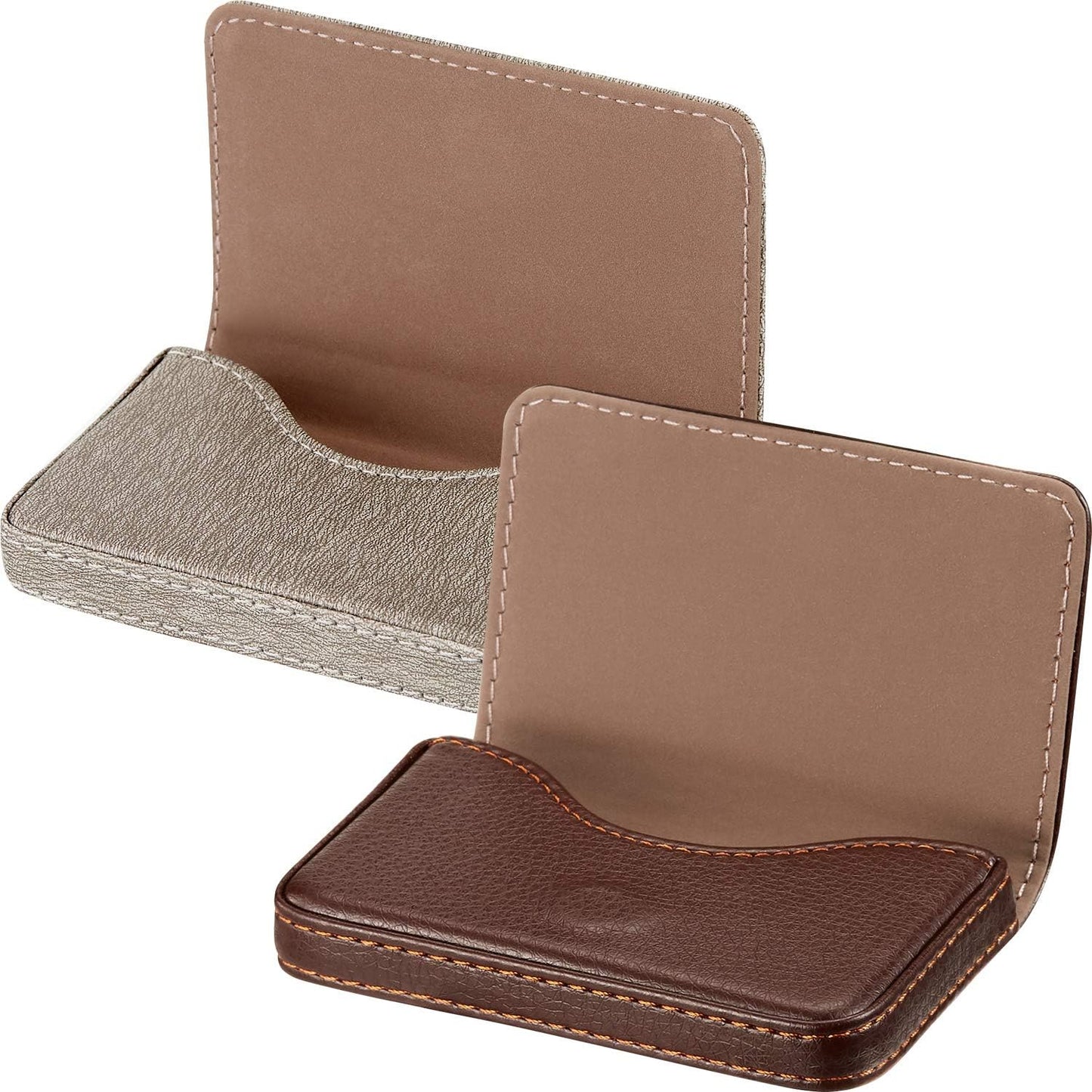 Outus 2 Pcs Business Card Holder, PU Leather Business Card Case Pocket Wallet with Magnetic Shut for Valentines Gift Adult(Black and Coffee)