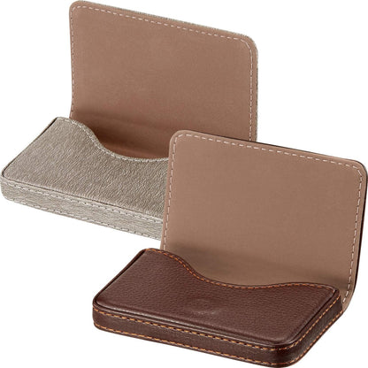 Outus 2 Pcs Business Card Holder, PU Leather Business Card Case Pocket Wallet with Magnetic Shut for Valentines Gift Adult(Black and Coffee)