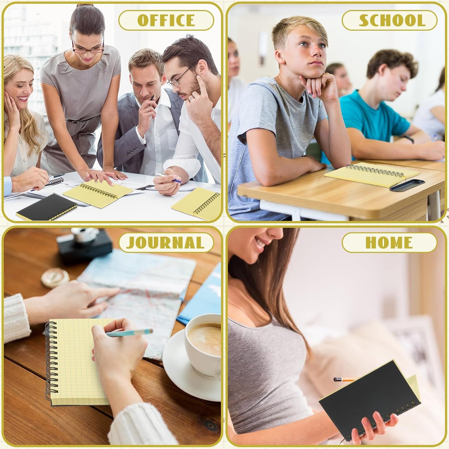 Jutom 6 Pcs Small Graph Paper Pads Notebook Mini Spiral Notebooks Grid Paper 3 x 5 Inch Pocket Notepads 120 Pages Mini Notepads for Office School Work Math Meeting (Black)