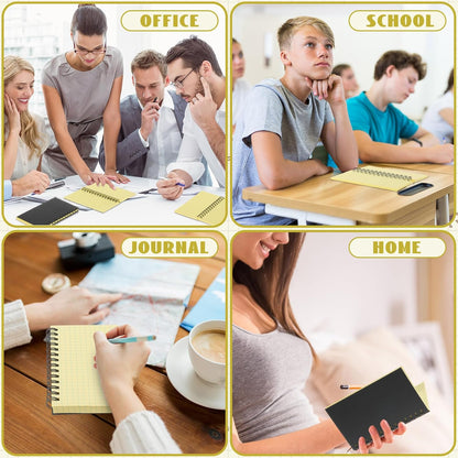 Jutom 6 Pcs Small Graph Paper Pads Notebook Mini Spiral Notebooks Grid Paper 3 x 5 Inch Pocket Notepads 120 Pages Mini Notepads for Office School Work Math Meeting (Black)