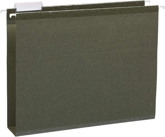 Amazon Basics Hanging File Folders, Letter Size, Standard Green, 1/5-Cut Adjustable Tabs, Reinforced Extra Capacity for Bulky Files, 25 Per Box