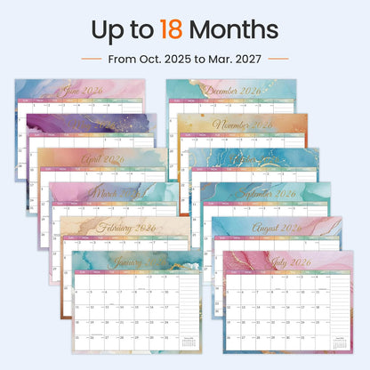 SUNEE Wall Calendar 2026 21 Months Apr. 2026 - Dec. 2027, 14.5"x11.5" Big Grid Hanging Calendar with Note for Organizing & Planning, Monthly Calendar 2026-2027 with Last Month and Next Month, White
