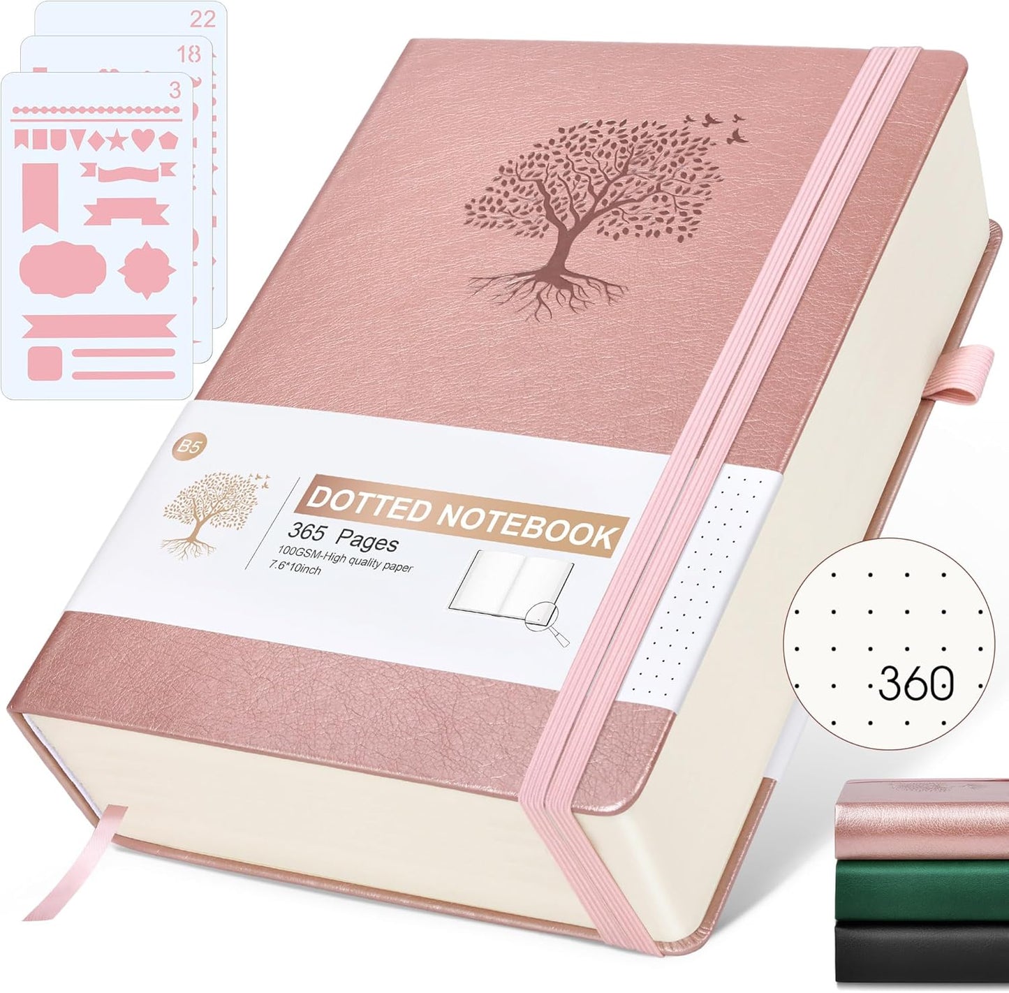 Lined Journal Notebook -365 Pages A5 Thick Journals for Writing Ruled Notebook, Hardcover Leather Journal for Women Men Daily Journal Notebook for Work, Note Taking, 100Gsm Lined Paper( 5.75'' X 8.38'' Green)