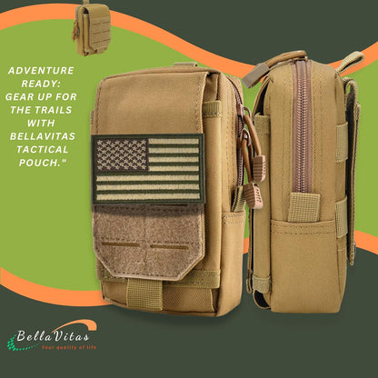 Tactical Molle Pouch Small Notebook Cover EDC Utility Bag Tool Pouch Gadget Organizer Military Waist Bag with US Flag Patch, 3”x5” Waterproof Notepad Pocket Notebook and Weatherproof Pen