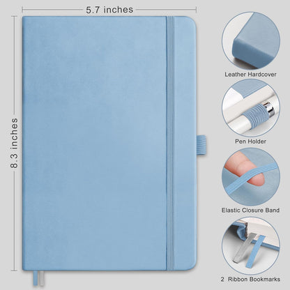RETTACY Graph Grid Paper Notebook, 192 Pages, A5 Medium Size (5.7'' x 8.3''), 5 Squares per Inch, Leather Hardcover, 100 GSM Thick Paper, for School, Students, Math, Engineering (Brown)