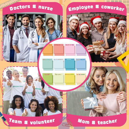 Yinder 48 Pcs Inspirational Sticky Notes Cute Motivational Sticky Notes Pad End of Year Employee Appreciation Gifts Bulk for Teacher Nurse Coworkers Office Supplies 3 x 3'' (Thank You,Dark Color)