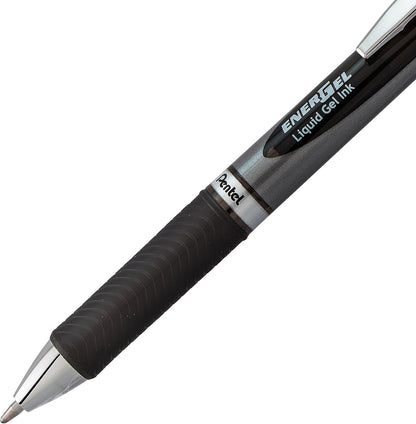 Pentel EnerGel RTX Retractable Liquid Gel Pen, (1.0mm), Bold Line, Metal Tip, Black Ink, Pack of 3 (BL80BP3A)