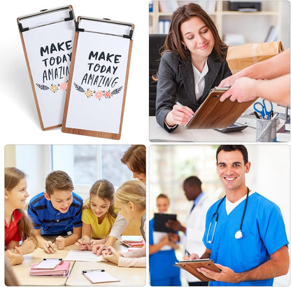 Epakh 20 Pcs Mini Clipboard Small Clipboards Wooden Half Page Clipboard Wood Check Presenters Kids Clipboards for Restaurant School Waitress Guest Server Books Menu Holder, 8 x 4 Inch