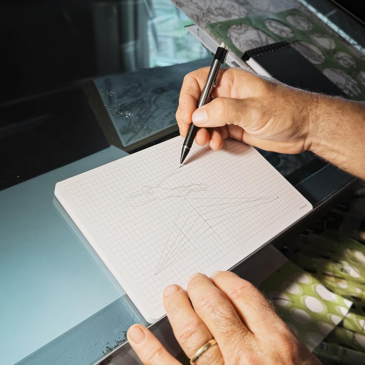 Notsu Graph Notepads 11 x 17 inch | Large Graphing Double Sided Drafting Pads with 1/4" Quad Grid Premium Thick Paper 120gsm