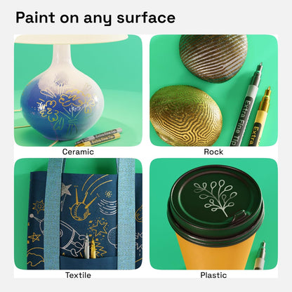 ARTISTRO 2 Gold Acrylic Paint Markers - 0.7mm Extra Fine-Tip Metallic Paint Pens - Perfect for Crafting, Art Projects, & More