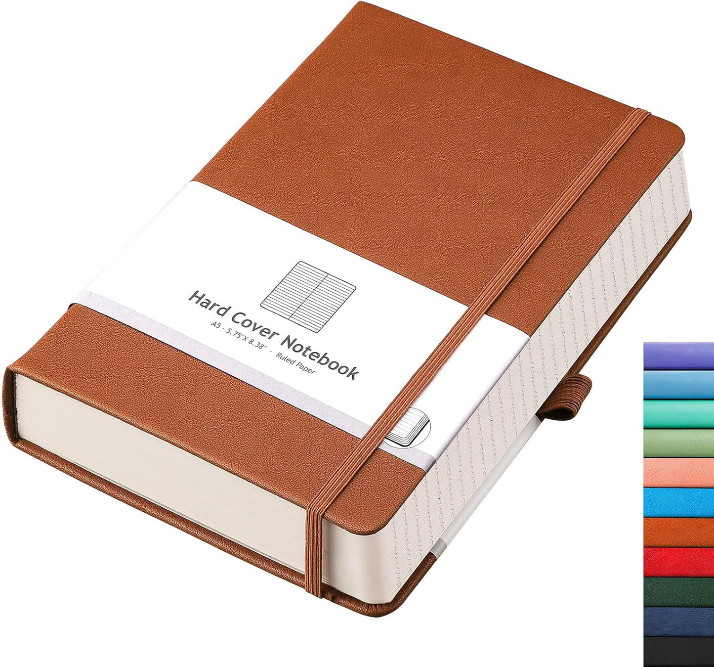AHGXG 8.5''×11'' Notebook College Ruled - Large A4 Notebook Lined Journal - 320 Pages Thick Journal for Writing, 100gsm Thick Paper, Leather Softcover, for Work School - Black