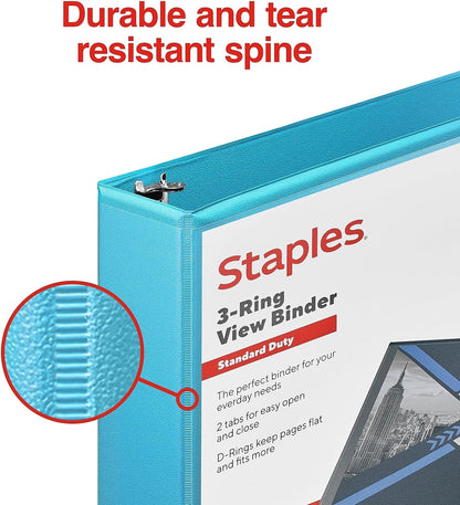 Staples Standard 2-Inch 3-Ring View Binder, Holds Up to 450 Sheets, Orange, Durable Binder for Office & School