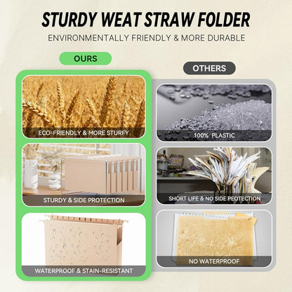 XINGIA Legal Size Hanging File Folders Extra Capacity,1'' Expansion Hanging Folders for Filing Cabinet,12 Pack Wheat Straw File Folders Hanging with Tabs,Pastel Hanging File Organizer for Office