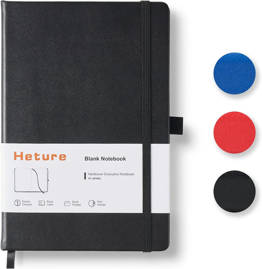 Heture Hardcover Notebooks, A5 Lined Journals Notebook for Writing 160 Pages, 8.2 x 5.5 inch, Classic Ruled Notebooks for College/Work/Travel (Lined-3 Pack, Black)