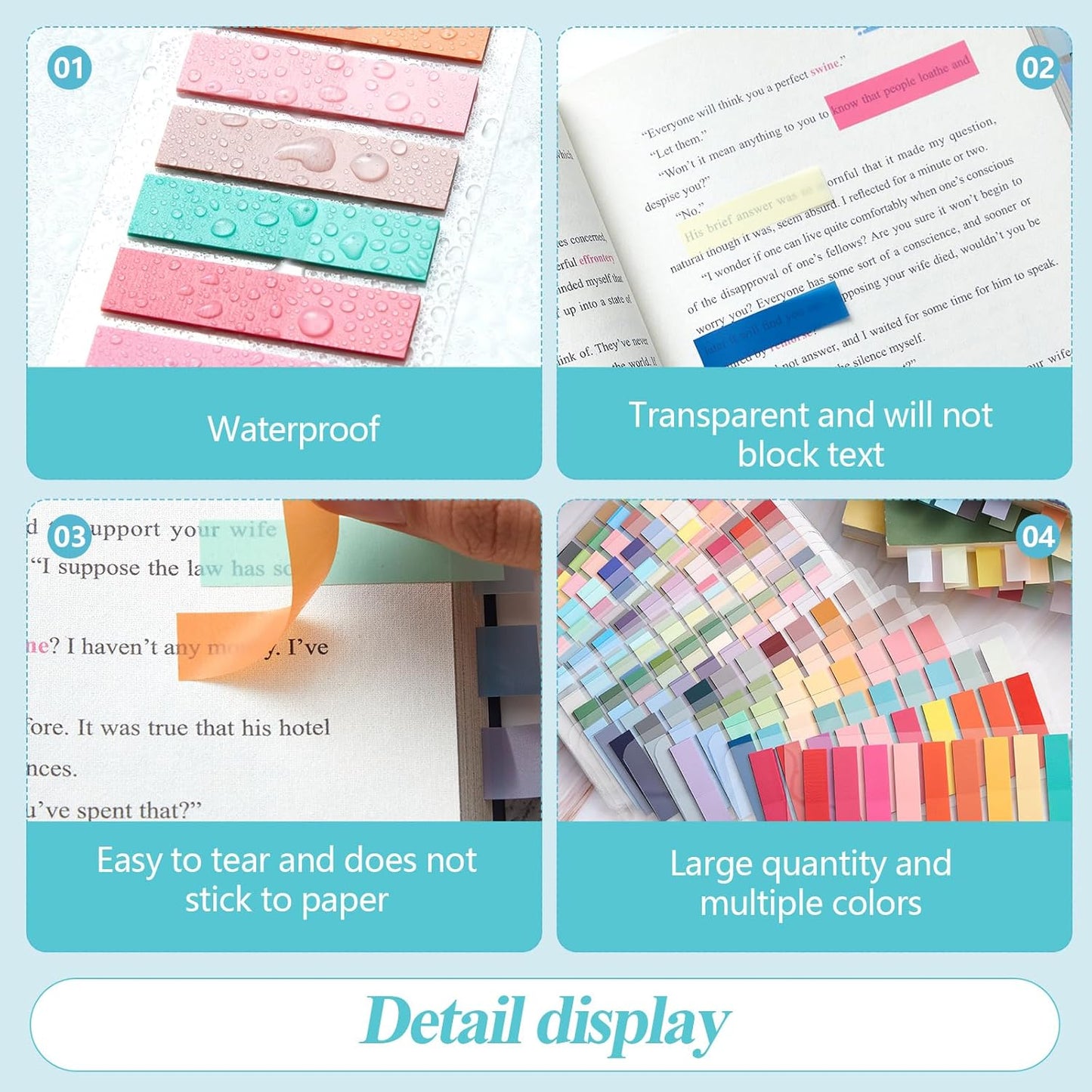 ReliThick 8000 Pcs Writable Sticky Tabs, 40 Colors Book Notes for Annotating Books, Self-Adhesive Index Tabs for Bible, Planner, Notebook, School & Office Supplies