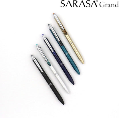 Zebra Pen, SARASA Grand Retractable Gel Pen, Solid Brass Barrel, Fast-Drying Black Ink, 0.7mm Point, Ideal for the Left Handed, Eliminates Smudging, Navy Brass Barrel, 1-Pack, (45211)