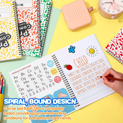 Henoyso 8 Pcs 100 Pages Spiral Primary Composition Notebook K-2 Bulk Primary Journal Drawing Handwriting Practice for Kids 4-6 Kindergarten Preschool Home School 1st 2nd Grade Student (Fresh Color)