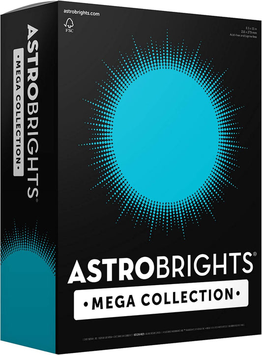 Astrobrights Mega Collection, Colored Cardstock, Bright Blue, 320 Sheets, 65 lb/176 gsm, 8.5" x 11" - MORE SHEETS! (91628)