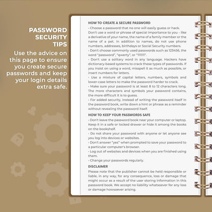 Clever Fox Password Book Spiral – Internet Address & Password Organizer with Laminated Alphabetical Tabs – Password Keeper Journal – Hardcover, Medium Size, 6.1x7.7” (Mystic Blue)