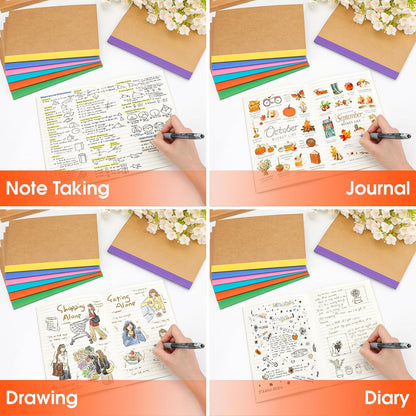 YesBes 32 Pack Composition Notebooks Bulk, A5 Kraft Cover Lined Journaling Notebooks, 8.3”x 5.5” Travel Notebook for School Office Students Artists, 8 Colors 60 Pages