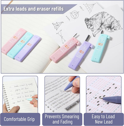 Mr. Pen- Pastel Mechanical Pencil Set with Lead Refills & Erasers, 6 Pack, 2 Sizes, 0.5 & 0.7mm, 6x Tubes HB Lead Refill, 3x Erasers for School Supplies, Note Taking, Drawing, Sketching, Office