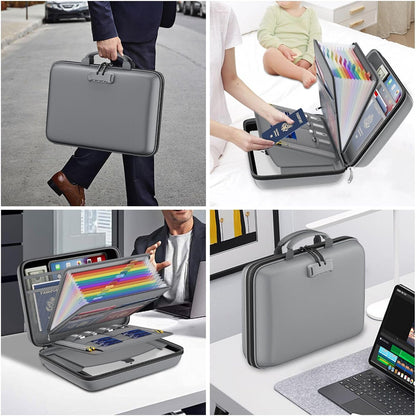 DocSafe Fireproof File Organizer with Lock, Hard-Shell Case Fireproof Document Box with 13 Pocket Accordion File Folder, Portable Home Office Travel Safe Storage for Important Documents Laptop Black