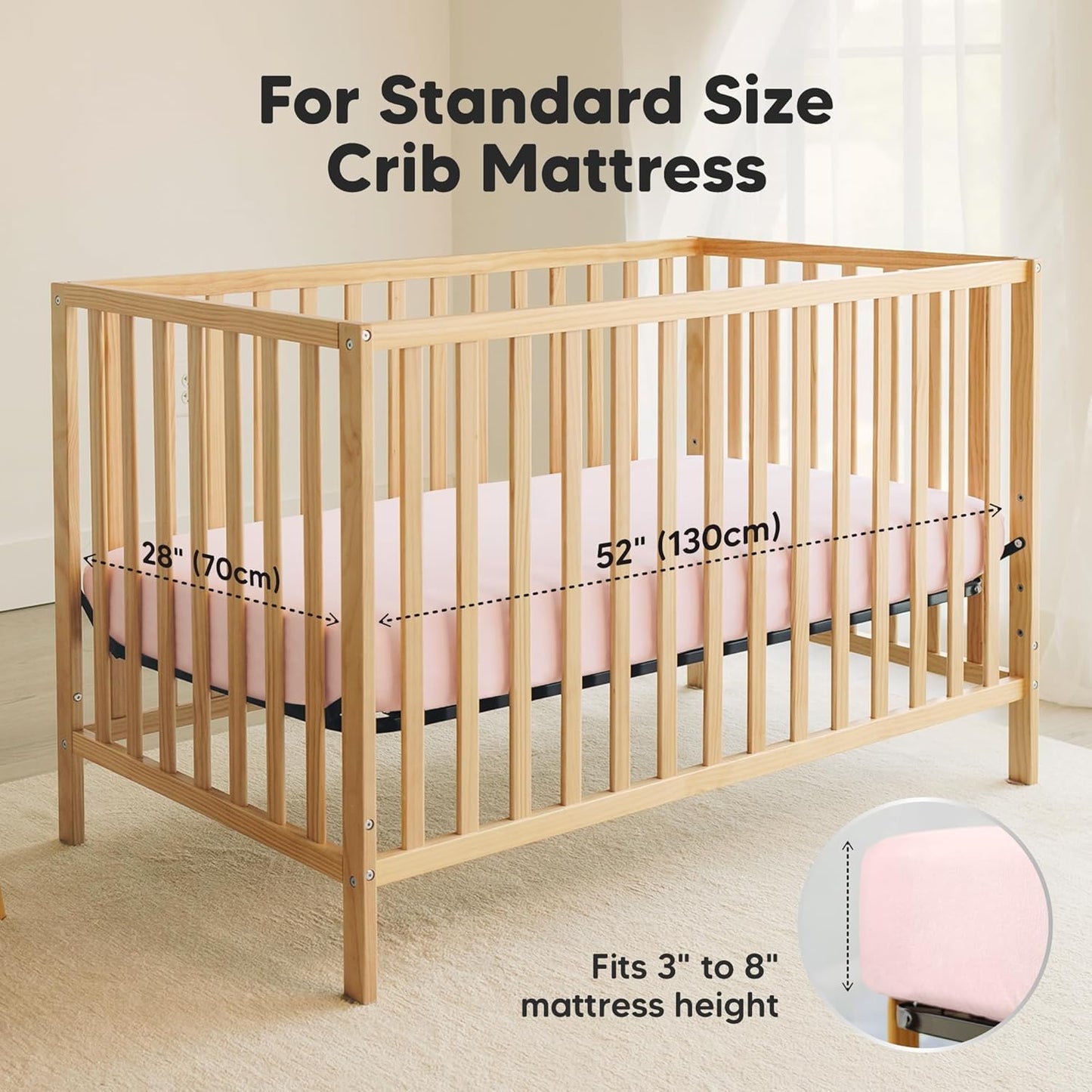 2-Pack Waterproof Crib Sheets for Boys, Girls - 52x28 Fitted Organic Cotton Baby Crib Sheets, Toddler Mattress Protector Cover, Washable, Soft & Durable Baby Bedding Essentials(Pine Grove)