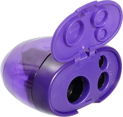 Swordfish ‘The Triple’ Three Hole Pencil Sharpener with Mess-Free Canister [Pack of 1] 8-16 mm [40228s], Purple