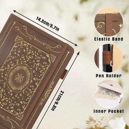 TIEFOSSI Lined Notebook, 100gsm Thick Paper, Hardcover College Ruled Journals for Women Men, 320 Numbered pages, for Travel, School and Office Use