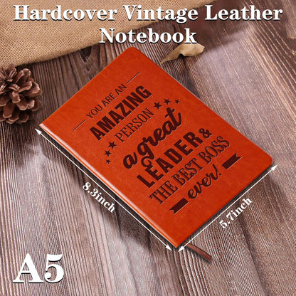 Gift for Boss,A5 Hardcover Leather Journal for Women,Journal Notebook for Work,Thank You Gifts,Leadership Gifts (great LEADER)