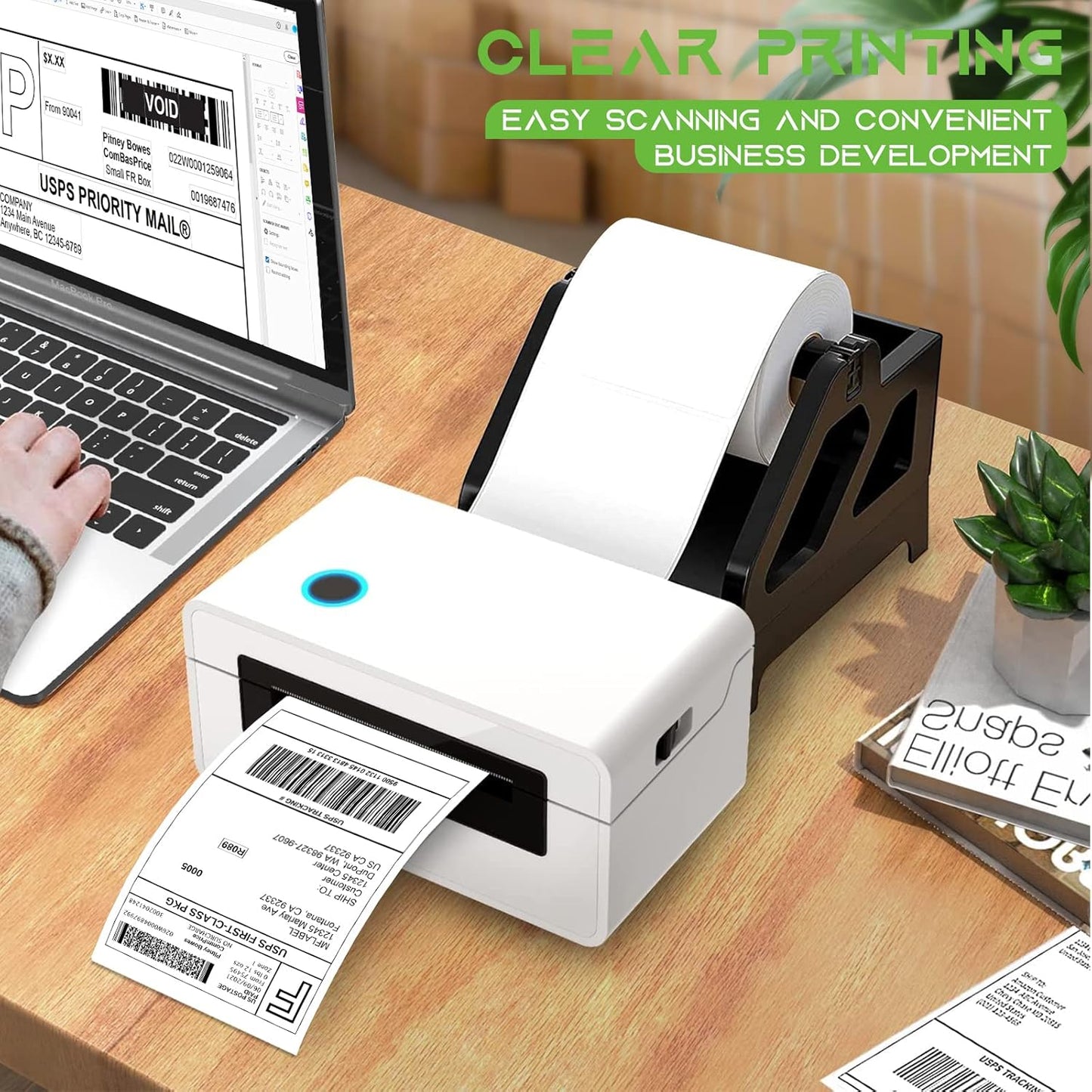 MFLABEL 4x6 Thermal Shipping Labels - 2 Rolls of 250, Perforated & Smudge-Proof Direct Thermal Labels Compatible with Rollo, Zebra, for Amazon UPS FedEx Shopify