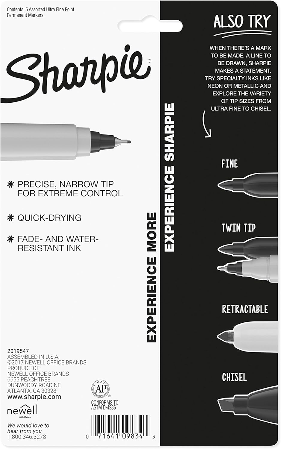 Sharpie 37600PP Permanent Markers, Ultra Fine Point, Classic Colors, 8 Count