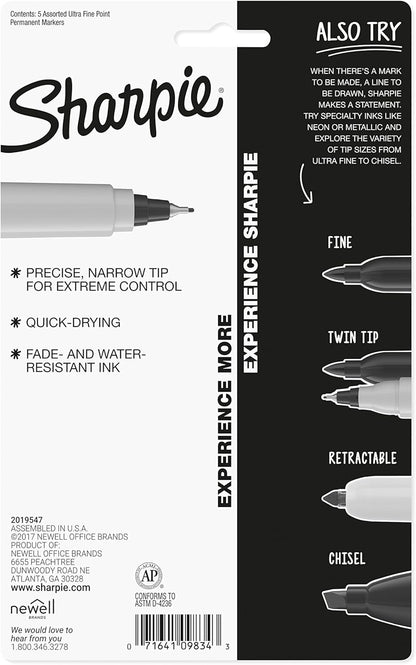 Sharpie 37600PP Permanent Markers, Ultra Fine Point, Classic Colors, 8 Count