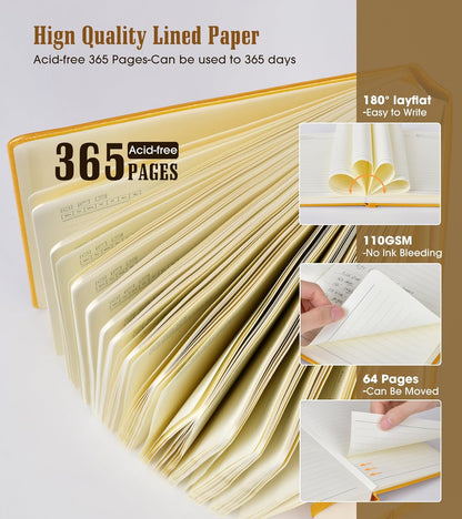 Lined Journal Notebook -365 Pages A5 Thick Journals for Writing Ruled Notebook, Hardcover Leather Journal for Women Men Daily Journal Notebook for Work, Note Taking, 100Gsm Lined Paper( 5.75'' X 8.38'' Green)